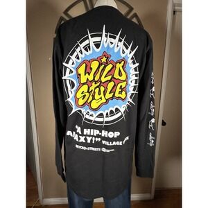 Wild Style Hip Hop Film Beyond The Streets Long B-boy Sleeve T-Shirt M 2 Sided
